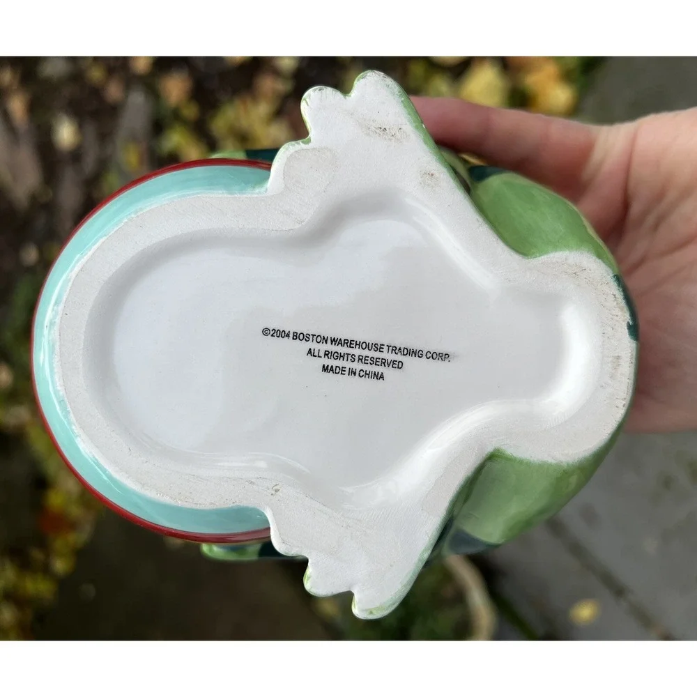 Boston Warehouse Frog Bowl with Sombrero Spreader Bright Ceramic ~ Cinco De Mayo